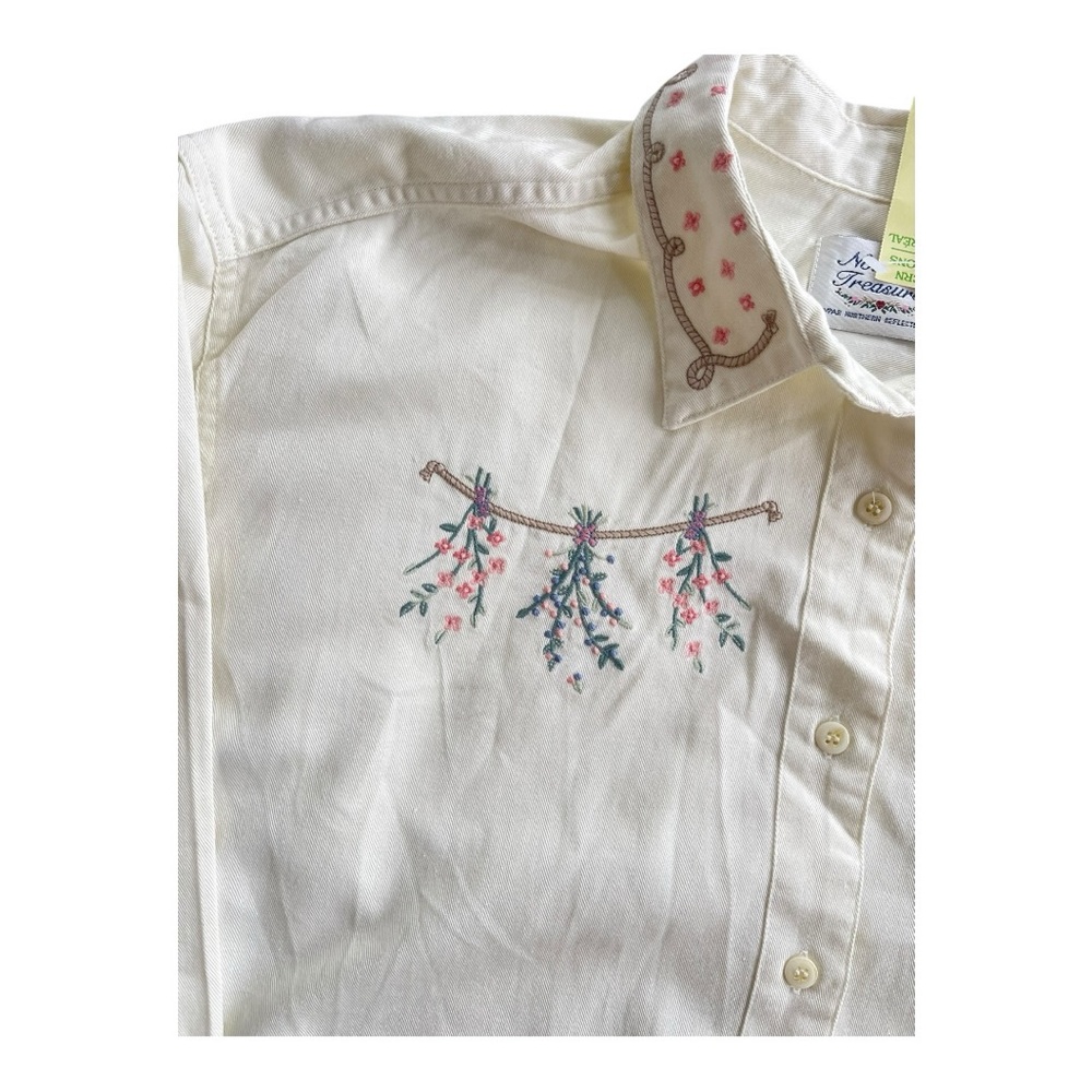 Vintage 2pc Northern Reflections Tan Embroidered Sweater Vest Long Sleeve Shirt - Picture 5 of 13
